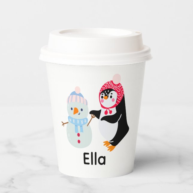 Frosty the Snowman and Penguin Paper Cups (Front)