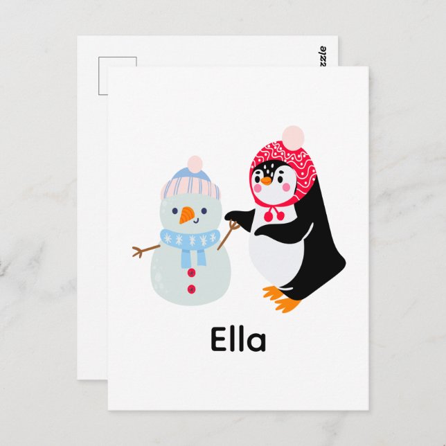 Frosty the Snowman and Penguin Postcard (Front/Back)