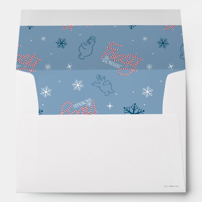 Frosty the Snowman Blue Snowflake Pattern Envelope (Back (Bottom))