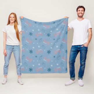 Frosty the Snowman Blue Snowflake Pattern Fleece Blanket
