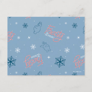 Frosty the Snowman Blue Snowflake Pattern Holiday Postcard