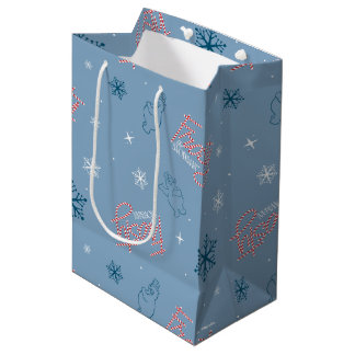 Frosty the Snowman Blue Snowflake Pattern Medium Gift Bag