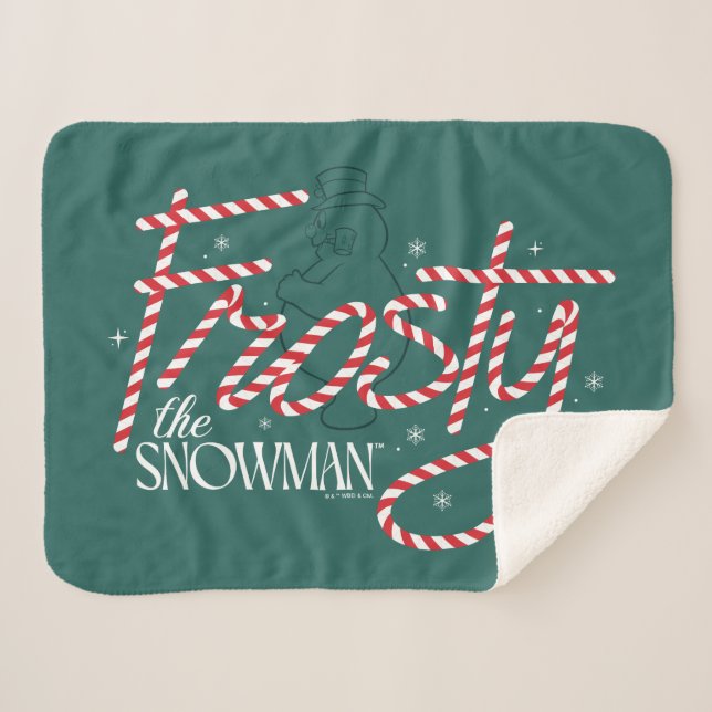 Frosty the Snowman Candy Cane Logo Sherpa Blanket (Front (Horizontal))