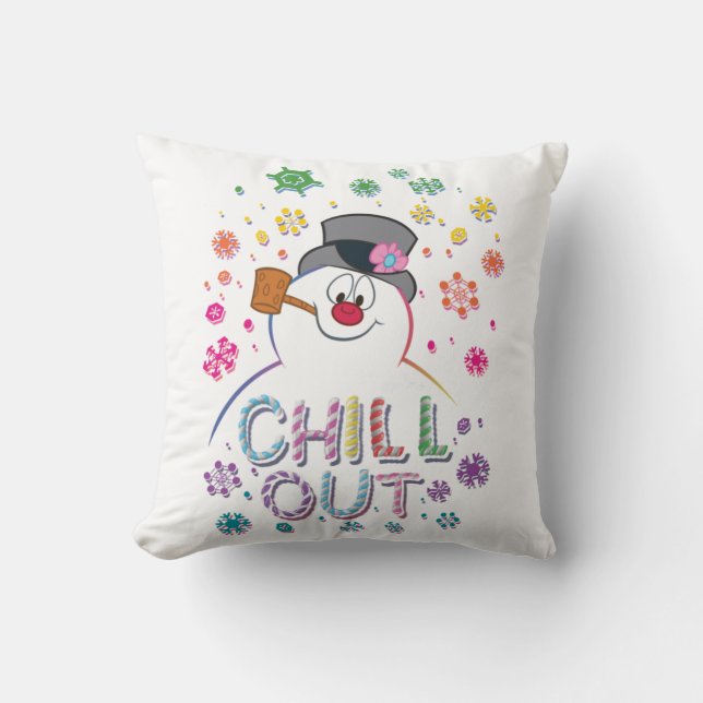 Frosty the Snowman™ | "Chill Out" Rainbow Colours Cushion (Front)