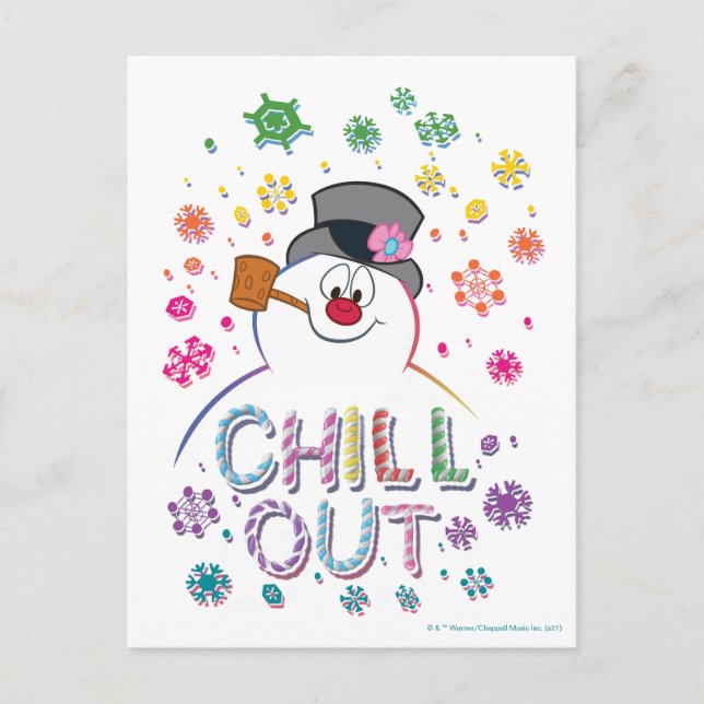 Frosty the Snowman™ | "Chill Out" Rainbow Colours Holiday Postcard (Front)