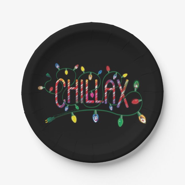 Frosty the Snowman™ | "Chillax" Holiday Lights Paper Plate (Front)