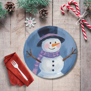 Frosty the Snowman Christmas Holiday Party Paper Plate