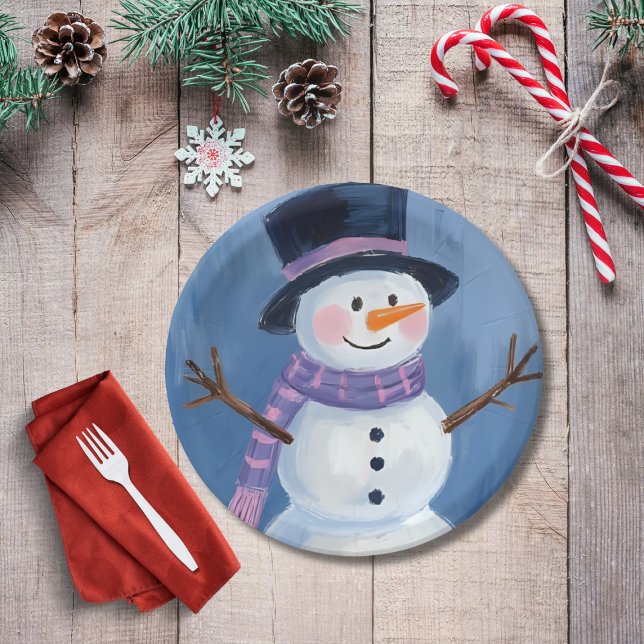 Frosty the Snowman Christmas Holiday Party Paper Plate (Creator Uploaded)