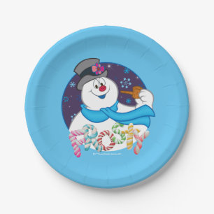 Frosty the Snowman™   Colorful Candy Cane Name Paper Plate