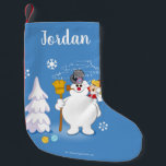 Frosty the Snowman™ | Frosty & Karen Winter Fun Small Christmas Stocking<br><div class="desc">Check out Karen bringing Frosty the Snowman to life to have winter fun together outside!</div>