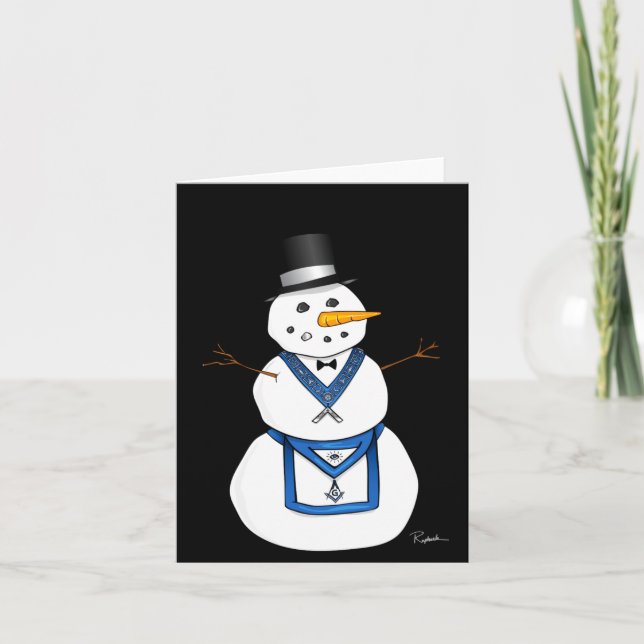 Frosty The Snowman Funny Masonic Holiday Christmas Card (Front)