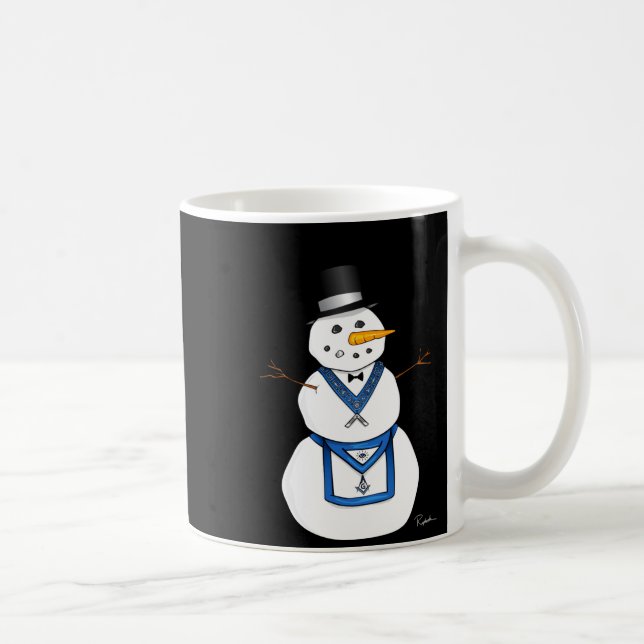 Frosty The Snowman Funny Masonic Holiday Christmas Coffee Mug (Right)