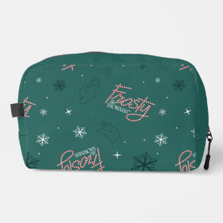 Frosty the Snowman Green Snowflake Pattern Dopp Kit