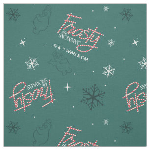 Frosty the Snowman Green Snowflake Pattern Fabric