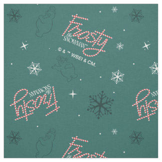 Frosty the Snowman Green Snowflake Pattern Fabric