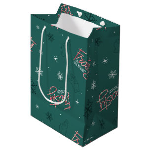 Frosty the Snowman Green Snowflake Pattern Medium Gift Bag