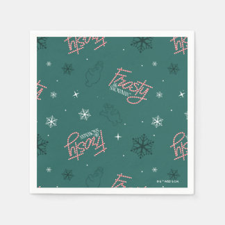 Frosty the Snowman Green Snowflake Pattern Napkin