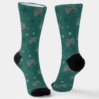 Frosty the Snowman Green Snowflake Pattern Socks
