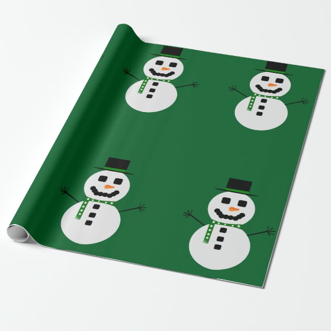 Frosty the Snowman Green Wrapping Paper (Unrolled)