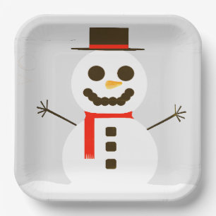 Frosty The Snowman Grey Paper Plate