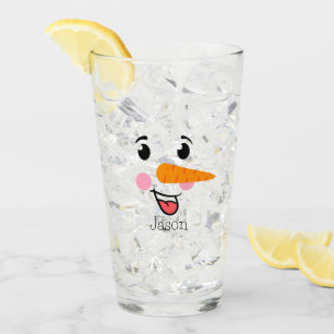 Frosty the Snowman Happy Face Glass