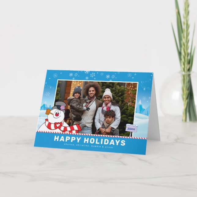Frosty The Snowman | Happy Holidays Family Photo  Holiday Card (Front)