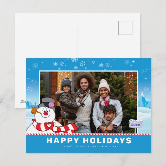 Frosty The Snowman | Happy Holidays Family Photo  Holiday Postcard (Front/Back)