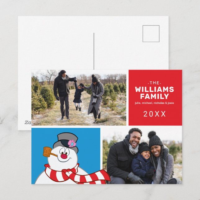 Frosty The Snowman Holiday Family Photo Collage Postcard (Front/Back)