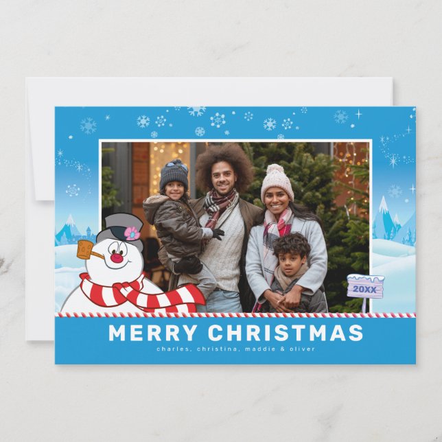 Frosty The Snowman | Merry Christmas Family Photo  Holiday Card (Front)