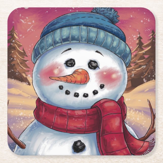 Frosty the Snowman Paper Coaster (Front)