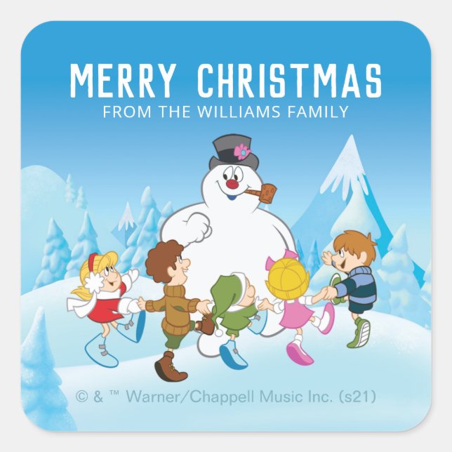 Frosty the Snowman™| Personalized Christmas Square Sticker (Front)