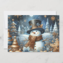 Frosty the snowman whimsical blue Christmas