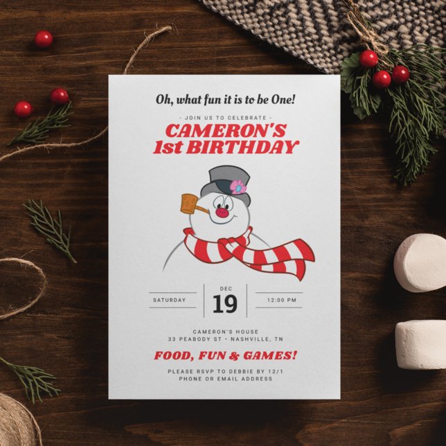 Frosty the Snowman™ Winter 1st Birthday  Invitation (Creator Uploaded)