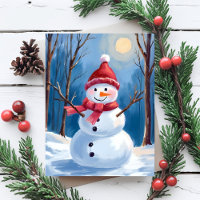 Frosty the Snowman Winter Watercolor Painting