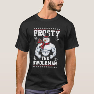 Frosty the Swoleman Christmas Gym Humor T-Shirt