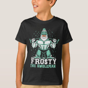 Frosty The Swoleman Funny Buff Swole Snowman Gym M T-Shirt