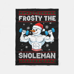 Frosty The Swoleman Ugly Christmas Sweater Funny S Fleece Blanket