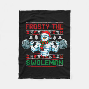 Frosty The Swoleman Ugly Christmas Sweater Funny S Fleece Blanket