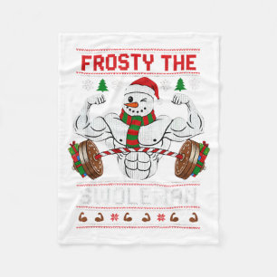 Frosty The Swoleman Ugly Christmas Sweater Funny X Fleece Blanket
