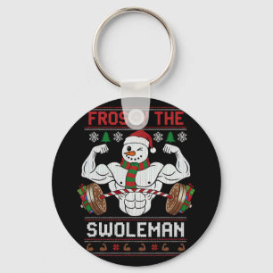 Frosty The Swoleman Ugly Christmas Sweater Funny X Key Ring