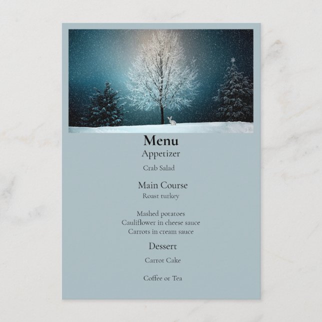 Frosty tree in the evening menu (Front)
