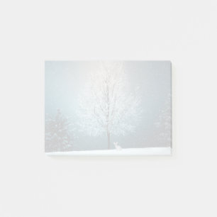Frosty tree in the evening post-it notes