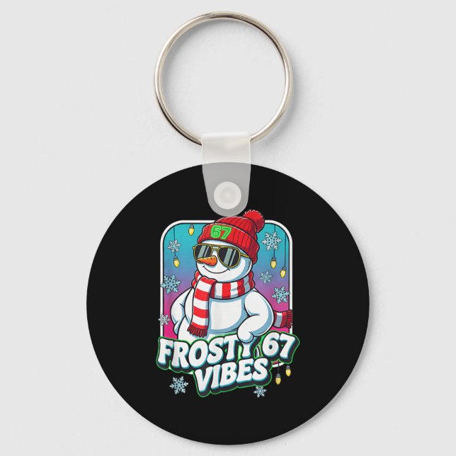 Frosty Vibes 67 Snowman Christmas  Key Ring (Front)