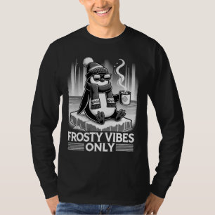 Frosty Vibes Only - Minimalist penguin for winter T-Shirt