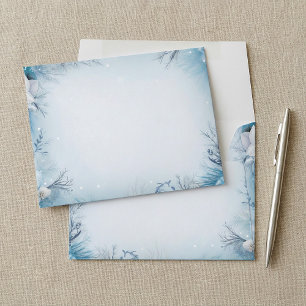 Frosty winter blue icy snowy holidays envelope