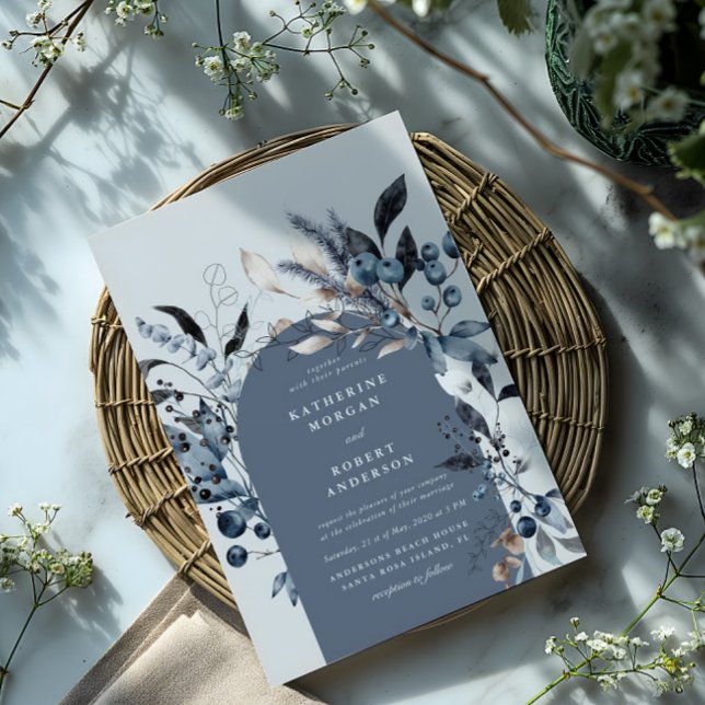 Frosty Winter Floral Arch Wedding Invitation (Creator Uploaded)