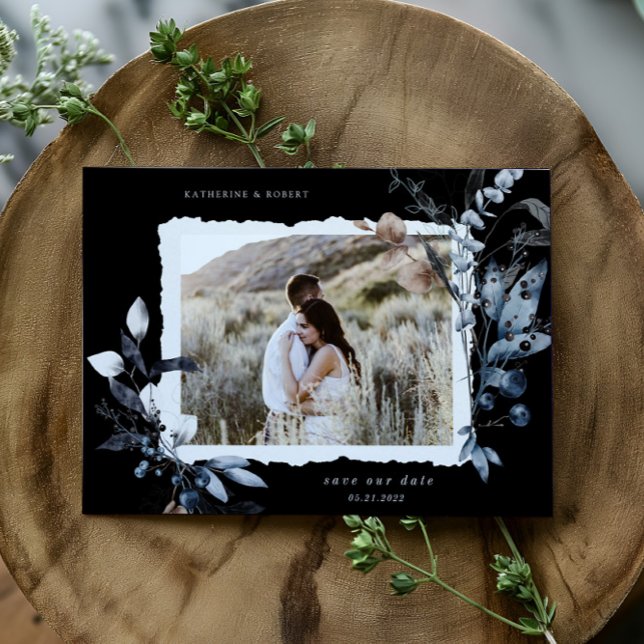 Frosty Winter Floral Save The Date Postcard (Creator Uploaded)