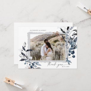 Frosty Winter Floral Thank You Wedding Card