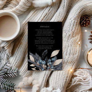 Frosty Winter Floral Wedding Details Enclosure Card