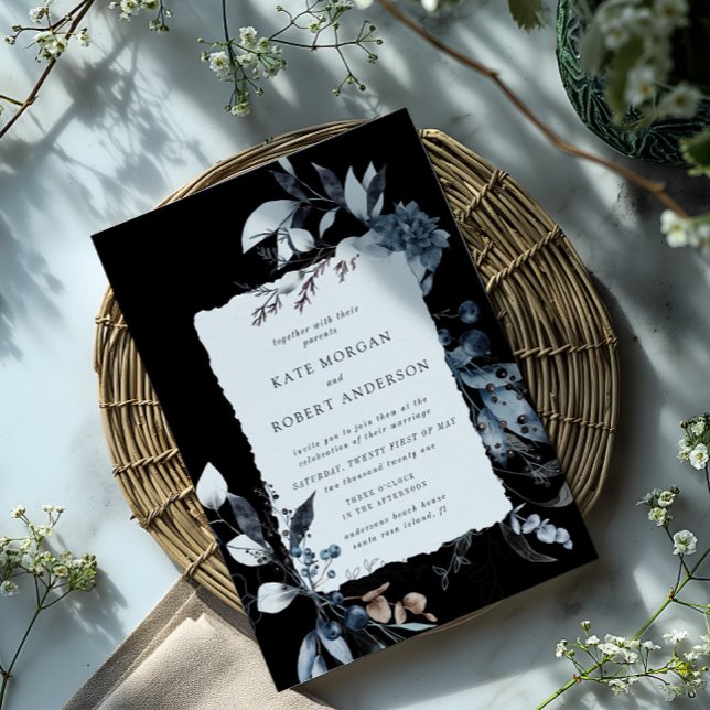 Frosty Winter Floral Wedding Invitation (Creator Uploaded)